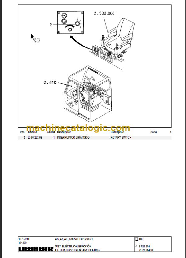 LIEBHERR LTM1250 6.1 PARTS CATALOGUE EN DE FR SP RU