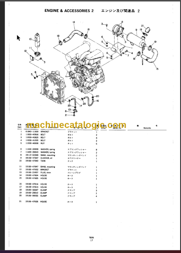 TAKEUCHI TB36 Compact Excavator Parts Manual