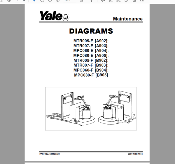 Yale Forklift Service Maintenance Manual Full Model DVD