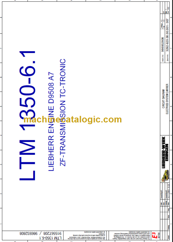 LIEBHERR 1350 6.1 DIAGRAM ELECTRIES SYSTEM