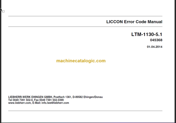 LIEBHERR LTM1130 5.1 ERROR CODE MANUAL RK