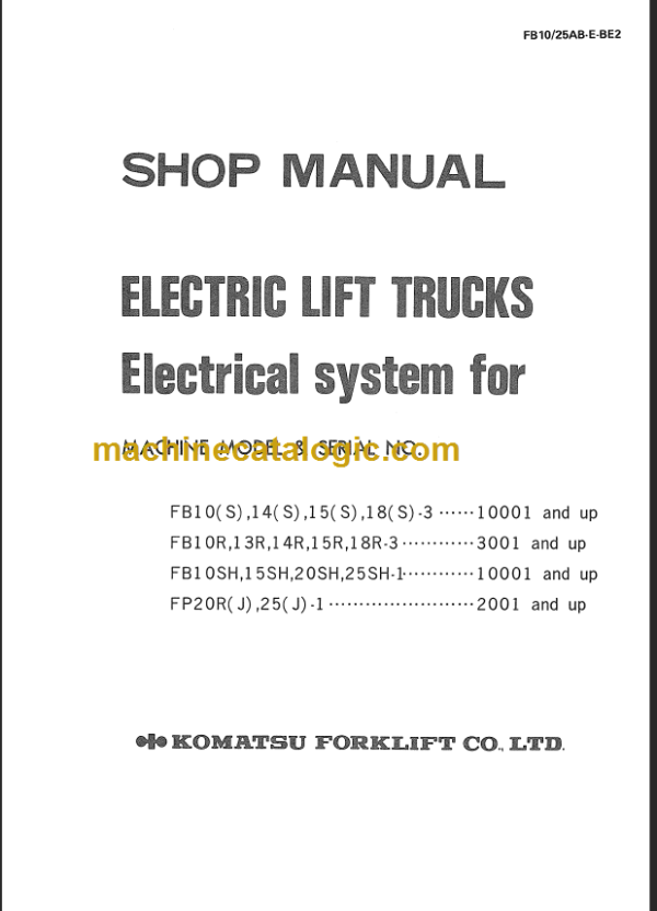 KOMATSU FB10-14S-15S-18S SHOP MANUAL