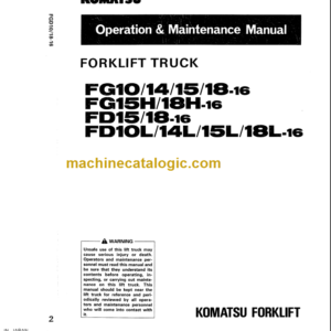 KOMATSU FG10 14 15 18-16 OPERATION MANUAL