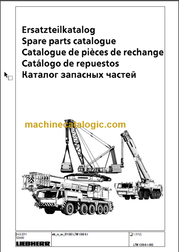 LIEBHERR LTM1350 6.1 PARTS CATALOGUE EN DE FR SP RU