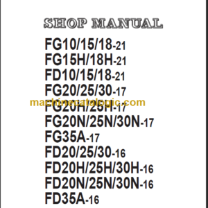 KOMATSU FG10 15(H) 18(H)-21 SHOP MANUAL