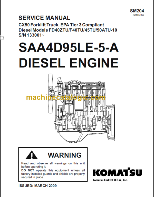 KOMATSU SAA4D95LE-5-A SERVICE MANUAL