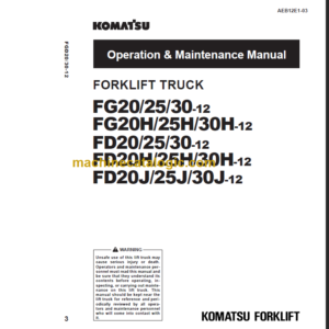 KOMATSU FG20(H) 25(H) 30(H)-12 OPERATION MANUAL