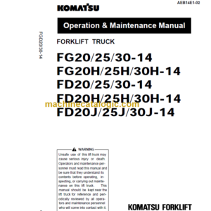 KOMATSU FG FD 30 30H 30J-14 OPERATION MANUAL