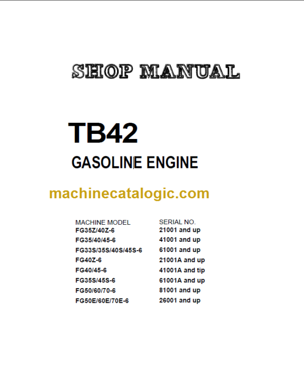 KOMATSU FG50(E) FG60(E) FG70(E)-6 SHOP MANUAL