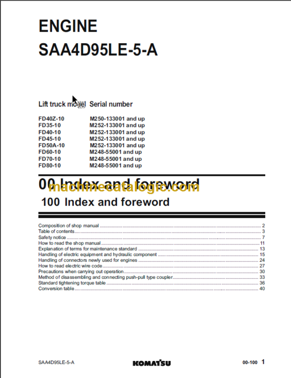 KOMATSU SAA4D95LE-5-A SERVICE MANUAL