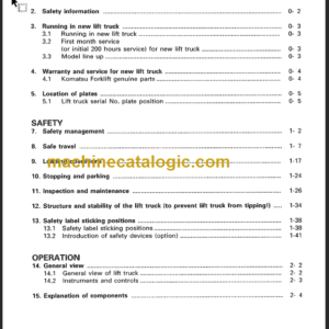 KOMATSU FG20(H) 25(H) 30(H)-12 OPERATION MANUAL