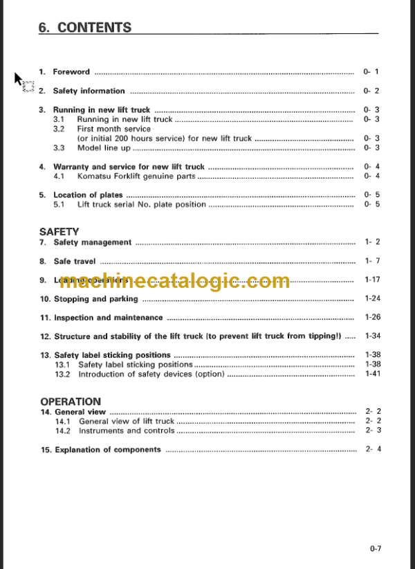 KOMATSU FG20(H) 25(H) 30(H)-12 OPERATION MANUAL