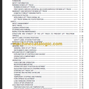 KOMATSU FG FD 30 30H 30J-14 OPERATION MANUAL