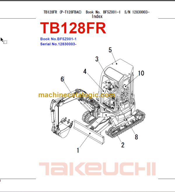 TAKEUCHI TB128FR Hydraulic Excavator Parts Manual