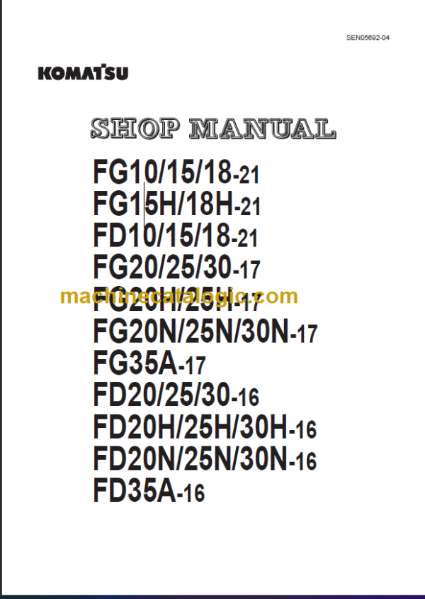 KOMATSU FG20(H) 25(H) 30-17 SHOP MANUAL