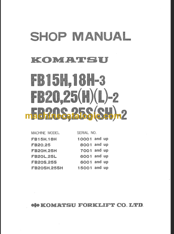 KOMATSU FB15H 18H-3 SHOP MANUAL