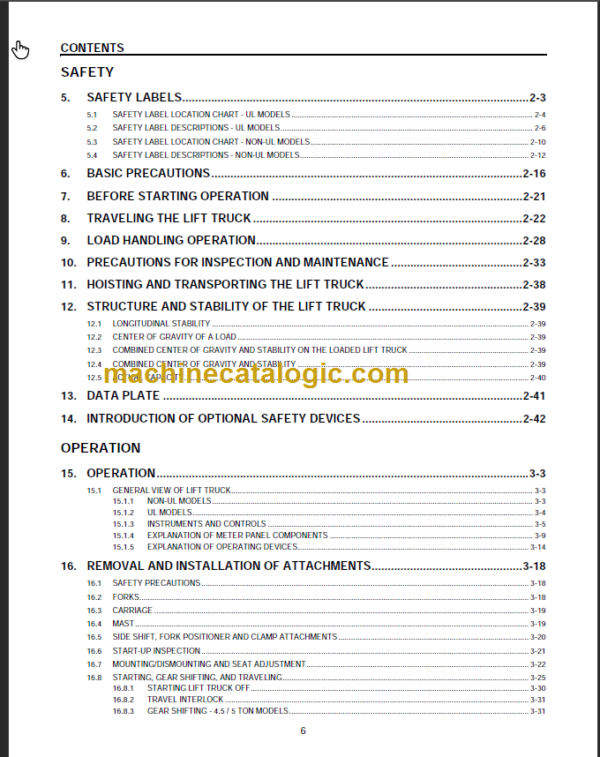 KOMATSU FG40ZTU-10 FG40TU OPERATION MANUAL