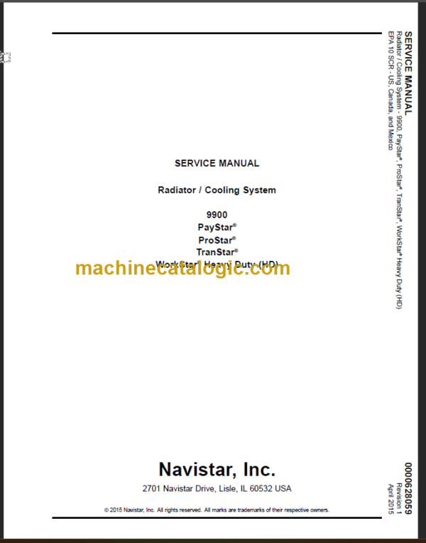 NAVISTAR 9900-PAYSTAR,PROSTAR-TRANSTAR-WORKSTAR SERVICE MANUAL