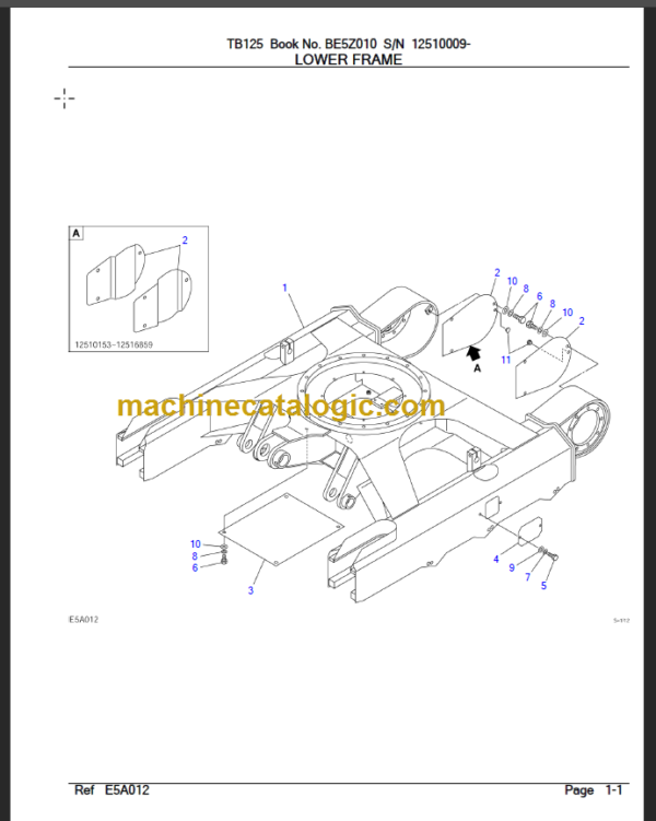 TAKEUCHI TB125 Compact Excavator Parts Manual