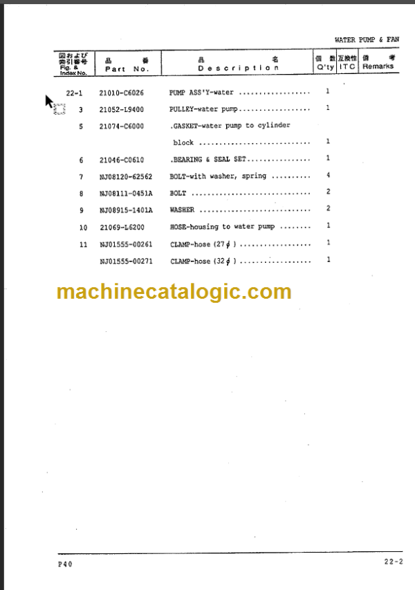 KOMATSU FG35 38 40 45 GASOLINE ENGINE