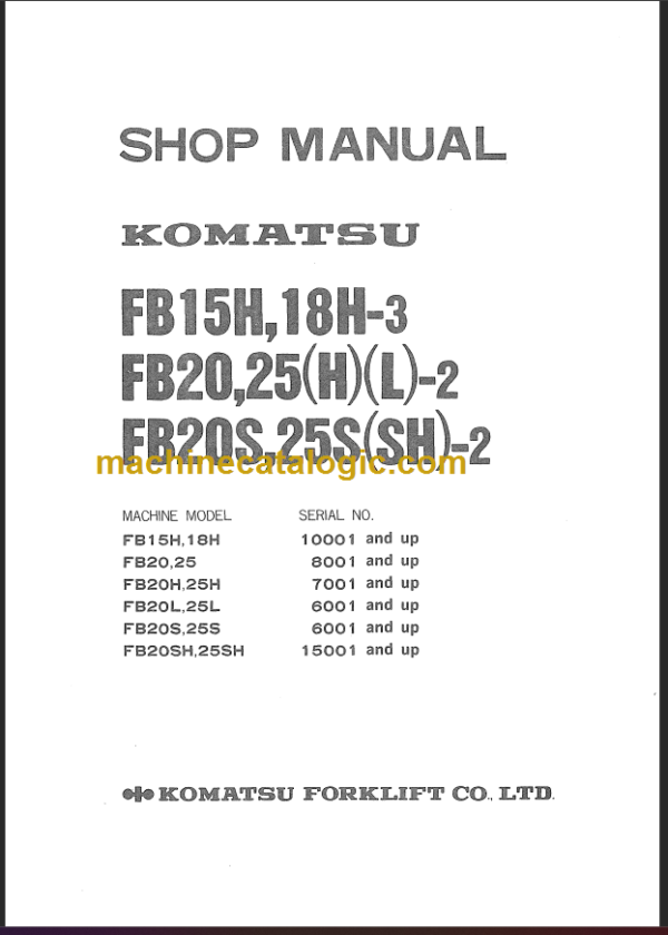 KOMATSU FB20 25HL-2 SHOP MANUAL