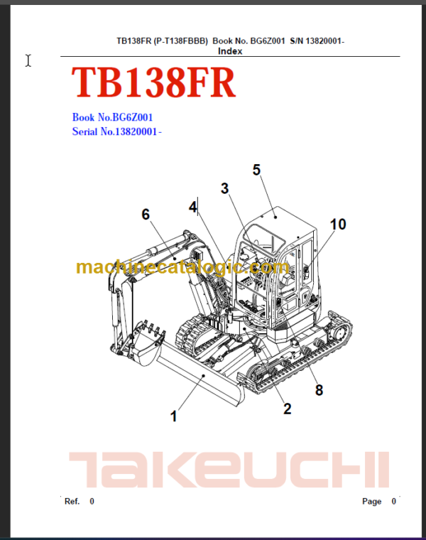 TAKEUCHI TB138FR Compact Excavator Parts Manual