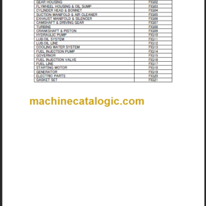 TAKEUCHI TB175W Hydraulic Excavator Parts Manual Engine