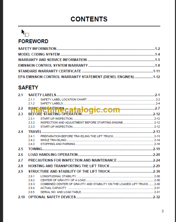 KOMATSU FD150 160E-8 OPERATION MANUAL