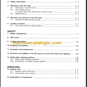 KOMATSU FG10 14 15 18-16 OPERATION MANUAL