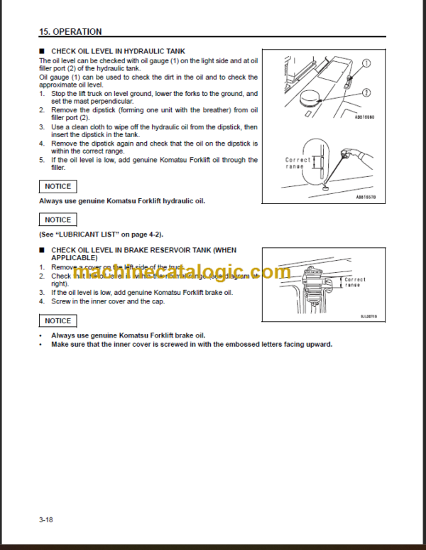 KOMATSU FD100 115 135 150 160E-7 OPERATION MANUAL