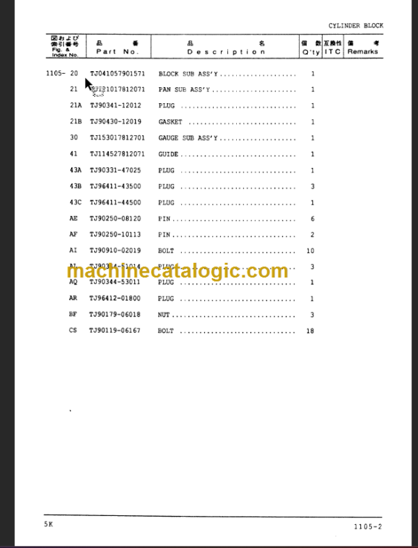 KOMATSU 5K FG10 14 15L 18 GASOLINE ENGINE