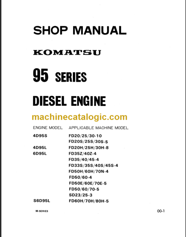 KOMATSU 4D95S-4D95L SHOP MANUAL