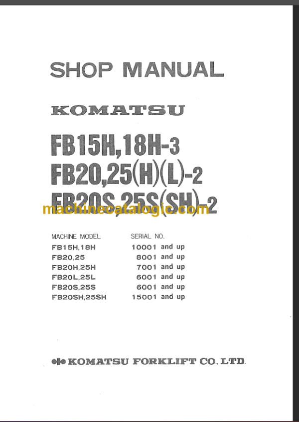 KOMATSU FB20S 25S(SH)-2 SHOP MANUAL