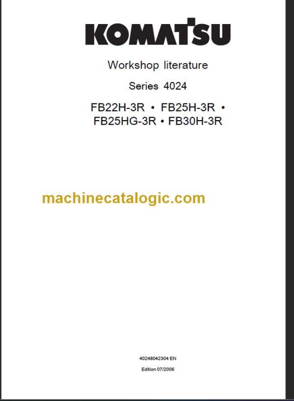 KOMATSU FB30H-3R WORKSHOP LITERATURE