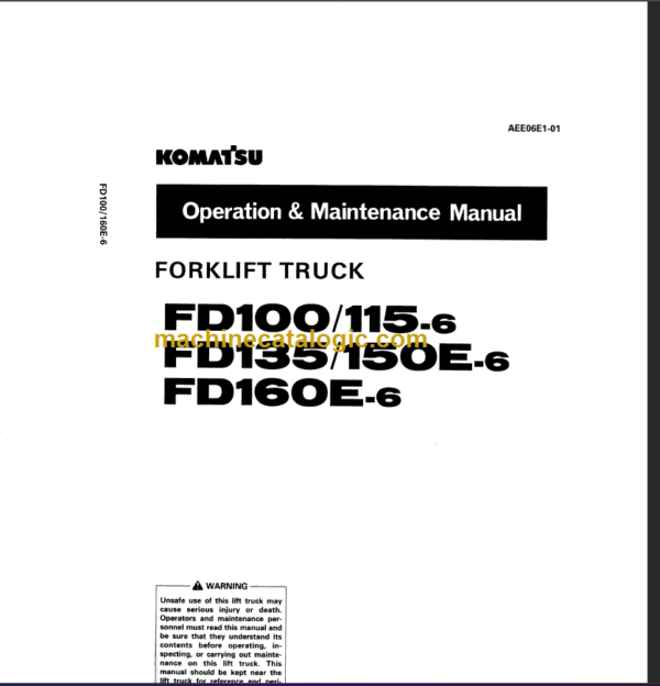 KOMATSU FD100 FD115-6 FD135 OPERATION MANUAL