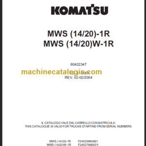 KOMATSU MWS14(W)-1R MWS20(W)-1R PARTS CATALOGUE