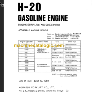 KOMATSU H-20 FG20 25 30 GASOLINE ENGINE