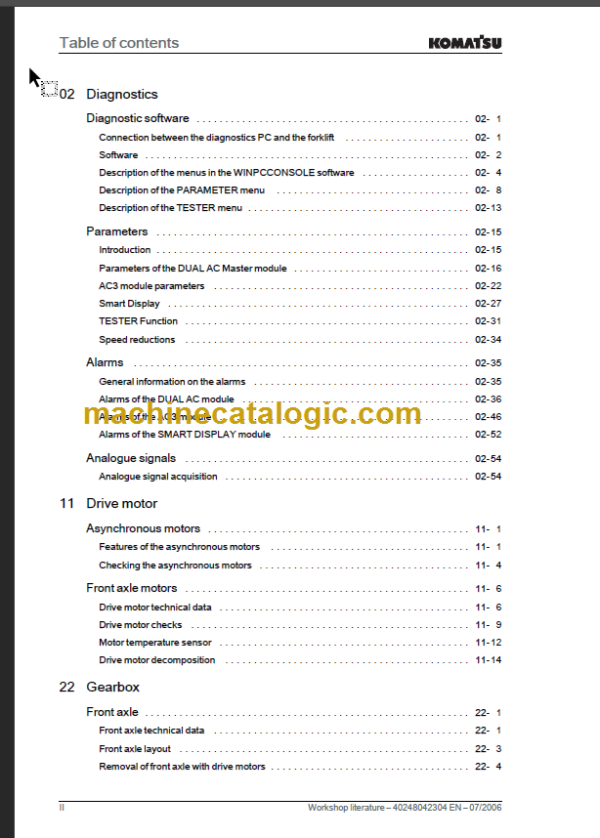 KOMATSU FB30H-3R WORKSHOP LITERATURE