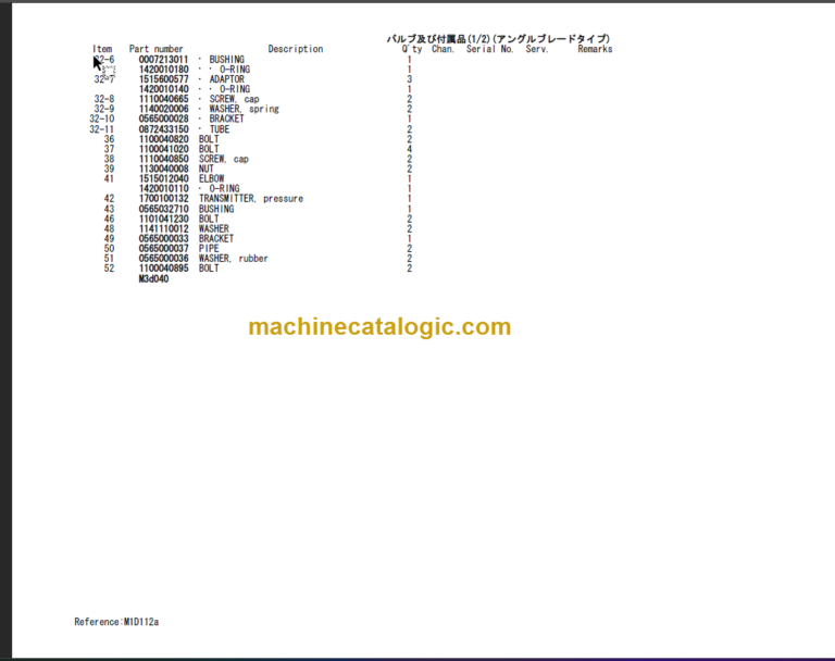 TAKEUCHI TB290 Hydraulic Excavator Parts Manual