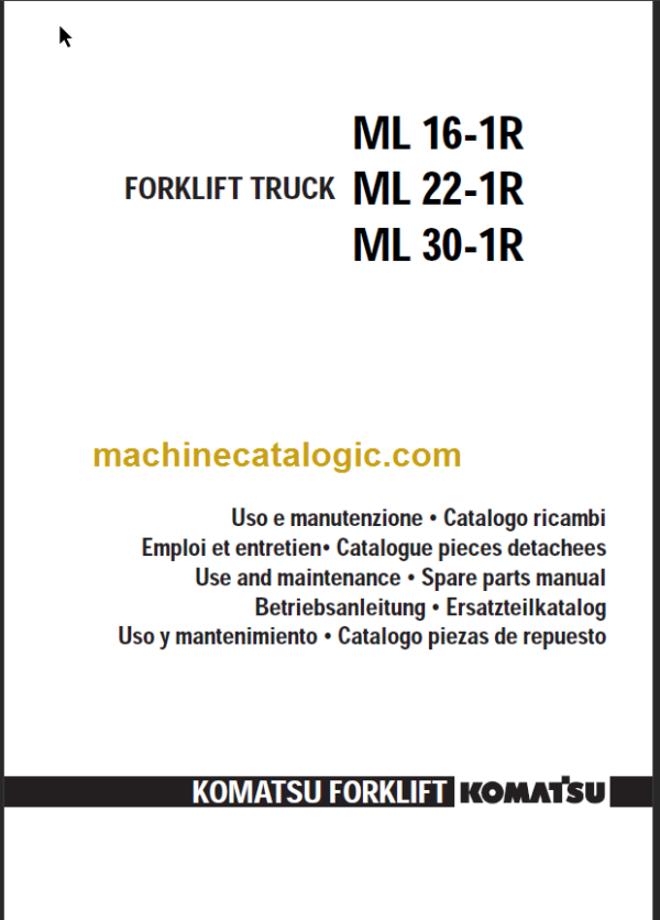 KOMATSU ML16-1R ML22-1R ML30-1R PARTS MANUAL