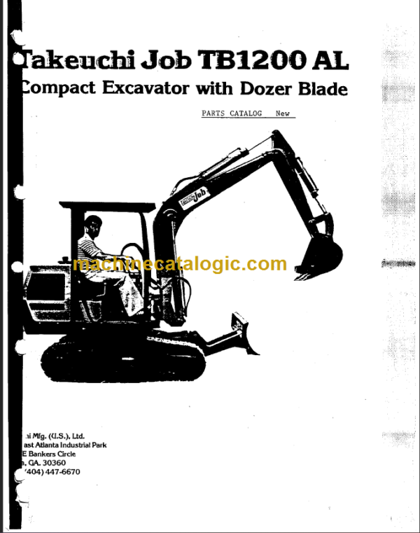 TAKEUCHI Job TB1200 AL Compact Excavator Parts Manual