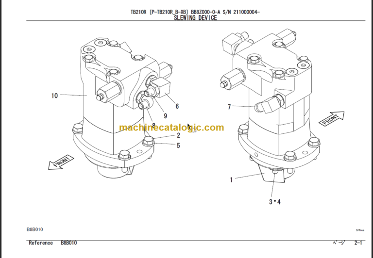 TAKEUCHI TB210R Mini Excavator Parts Manual