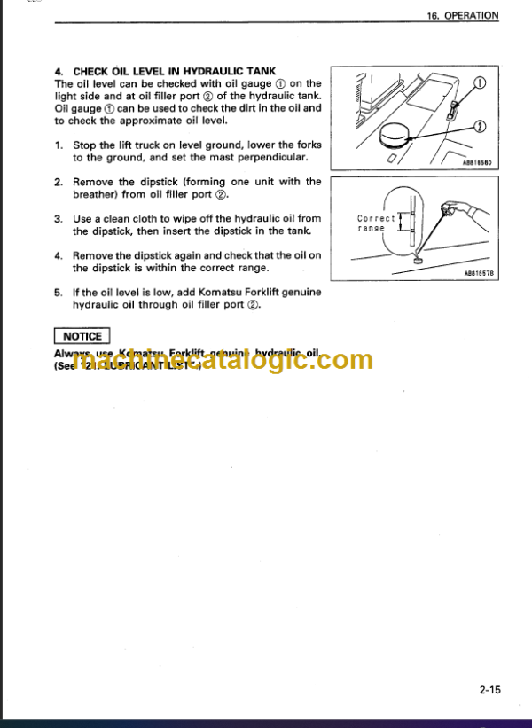 KOMATSU FD150E-6 FD160E-6 OPERATION MANUAL