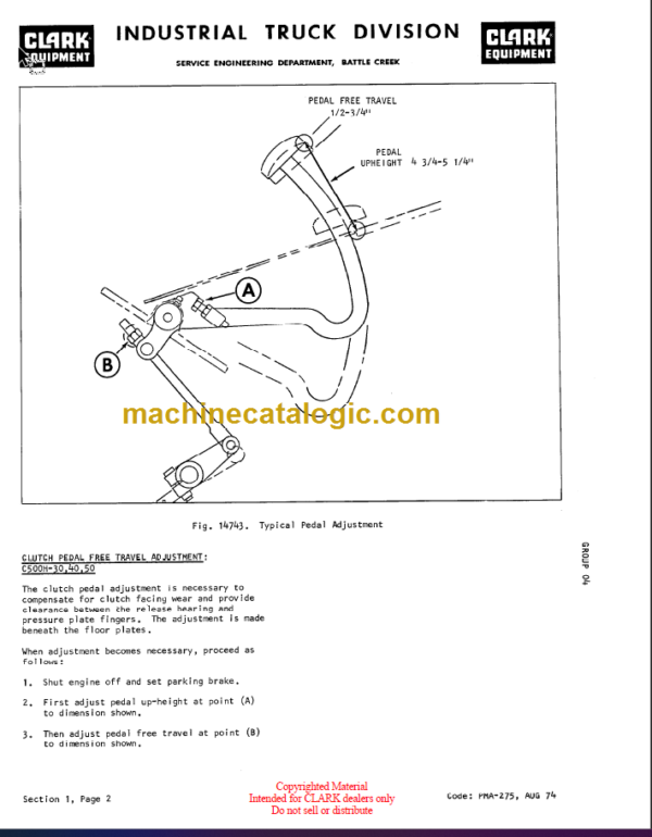 CLARK PMA 27310th REVC500 355 SERVICE MANUAL