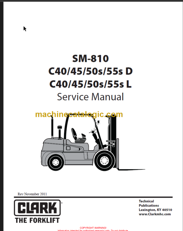 CLARK C40 45 50S 55S D L SERVICE MANUAL