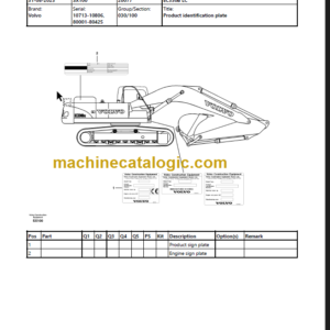 Volvo EC330B LC Excavator Parts Manual