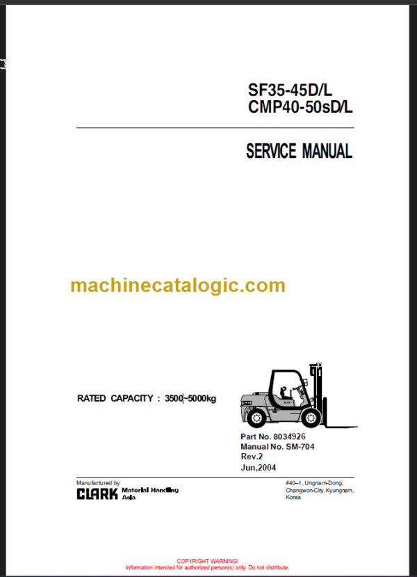 CLARK CMP40 50 SF35-45 SERVICE MANUAL