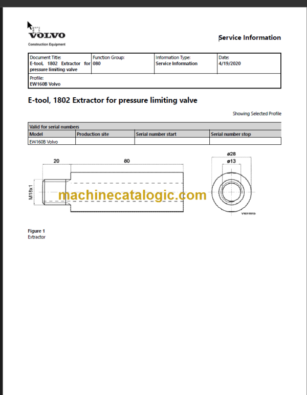 Volvo EW160B Excavator Service Repair Manual