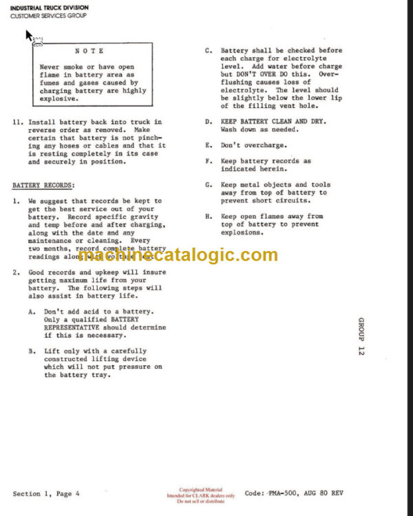 CLARK PMA-500 TM-EM 10-15S PLANNED MAINTENANCE