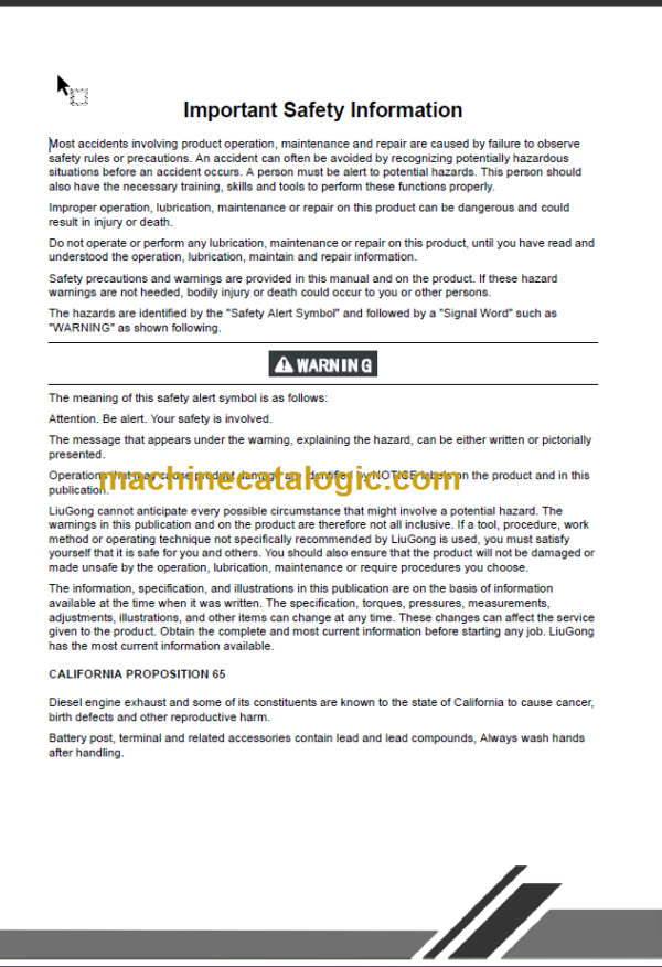 CLG922LC III-E OPERATION MANUAL